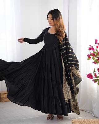 black silk chanderi anarkali dress 3