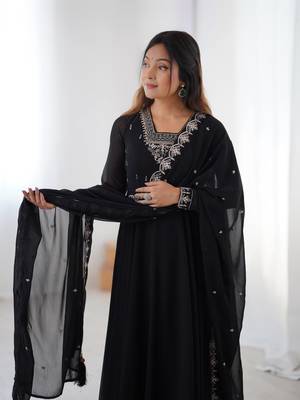 black silk chanderi anarkali dress 4