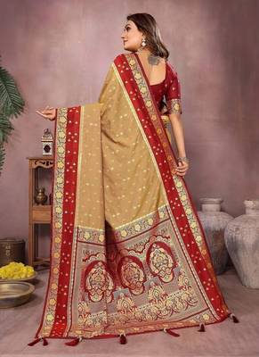 Mustard Color Zari Weaving Designer Kalamkari Silk Saree 4