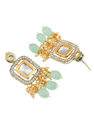 gold-plated crystal & green beaded necklace set 4