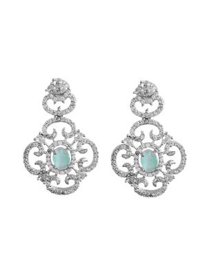 pearl & green stone bridal necklace set for women 4