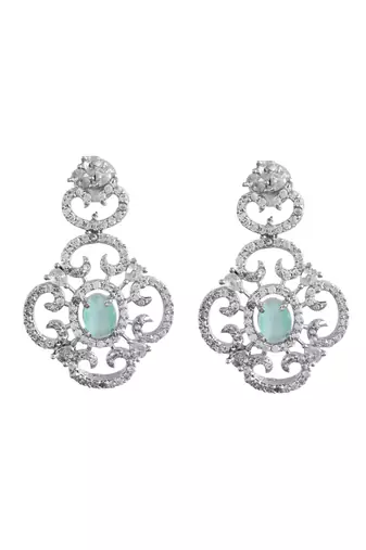 pearl & green stone bridal necklace set for women