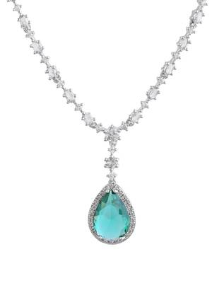Diamond-cut cz & emerald pendant necklace set 3