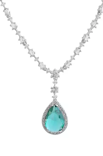 Diamond-cut cz & emerald pendant necklace set