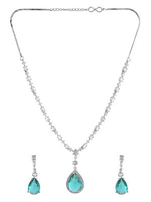 Diamond-cut cz & emerald pendant necklace set 4