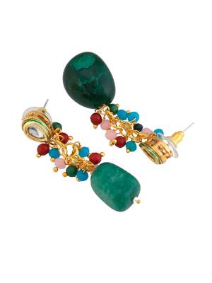 Multicolor stone & pearl bridal necklace set 4