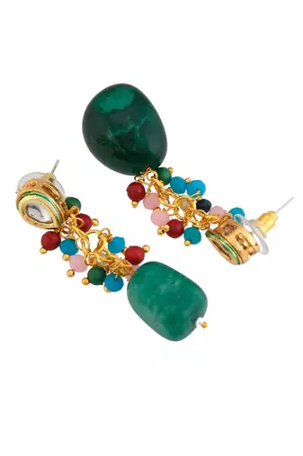 Multicolor stone & pearl bridal necklace set