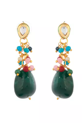 Multicolor stone & pearl bridal necklace set