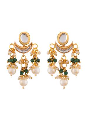 green beaded kundan pearl necklace set for women 5