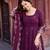 georgette wine anarkali gown with thread & sequin work     stitched festive wear for women
