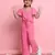 Girls' stylish pink co-ord set     flared sleeve top & wide-leg pants