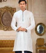White Dupion Art Silk Kurta