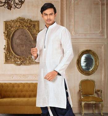 White Dupion Art Silk Kurta 2
