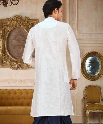 White Dupion Art Silk Kurta 3