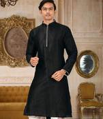 Black Dupion Art Silk Kurta