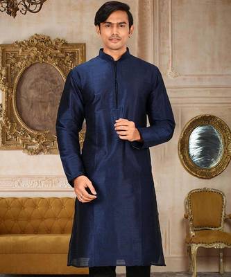 Blue Dupion Art Silk Kurta 1