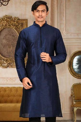 Blue Dupion Art Silk Kurta