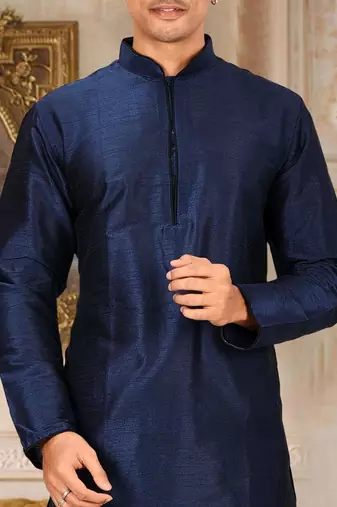 Blue Dupion Art Silk Kurta
