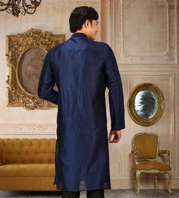 Blue Dupion Art Silk Kurta 3