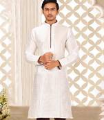 White Dupion Art Silk Kurta