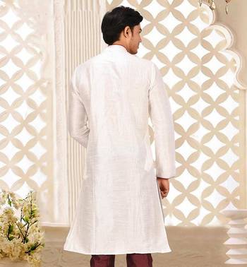 White Dupion Art Silk Kurta 2