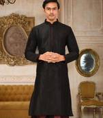 Black Dupion Art Silk Kurta