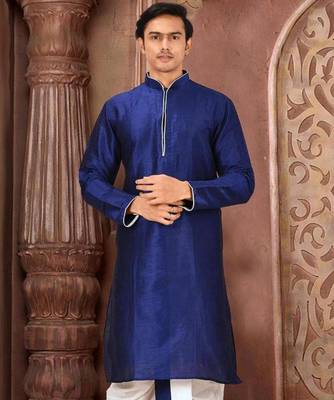 Blue Dupion Art Silk Kurta 1