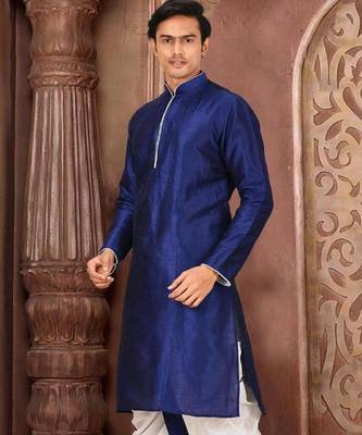 Blue Dupion Art Silk Kurta 2