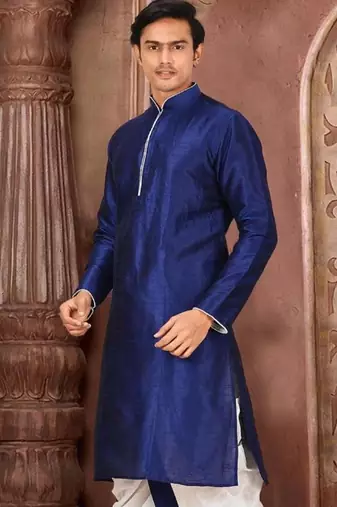 Blue Dupion Art Silk Kurta
