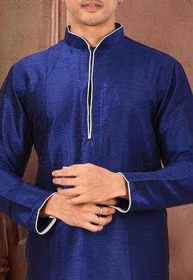 Blue Dupion Art Silk Kurta 4