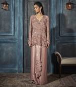 Rose gold georgette embroidered co ord set
