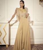 Gold georgette plain palazzo with embroidered top & bustier