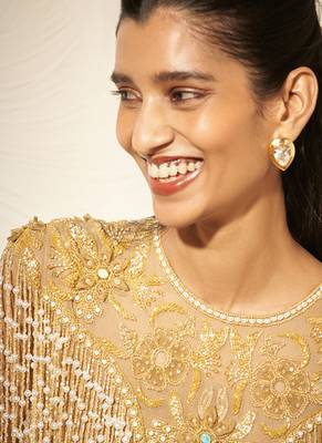 Gold georgette plain palazzo with embroidered top & bustier 3