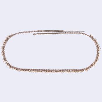 gold plated oval design pearl drop kamarband for women 2
