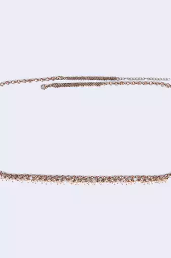 gold plated oval design pearl drop kamarband for women