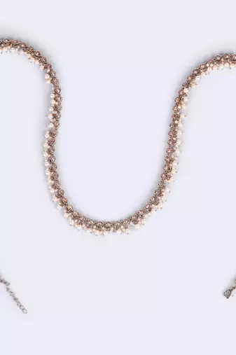 gold plated oval design pearl drop kamarband for women