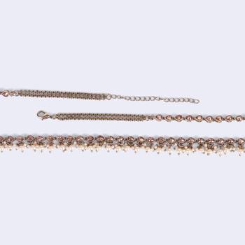 gold plated oval design pearl drop kamarband for women 4
