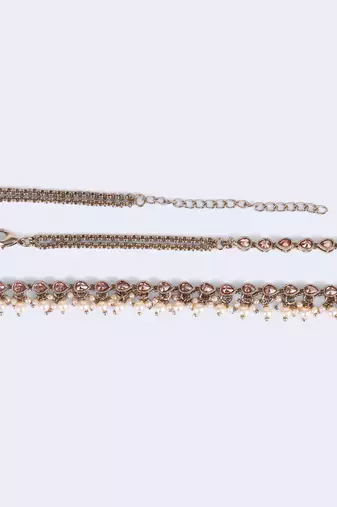 gold plated oval design pearl drop kamarband for women