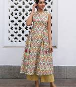 women's multicolor cotton ethnic motifs a-line kurta set