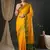 Yellow silk blend soft saree with contrast blouse