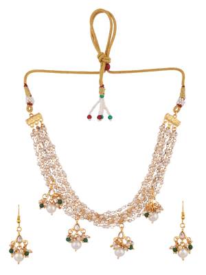 Gold tone perls jewellery set with earrings 4