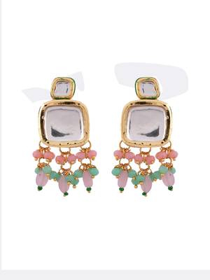 Pearl kundan choker necklace set with earrings 4