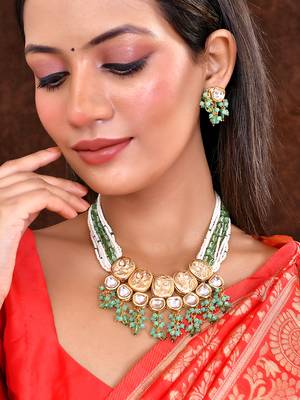 Tranding pearl kundan choker necklace set 1