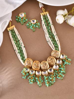 Tranding pearl kundan choker necklace set 2