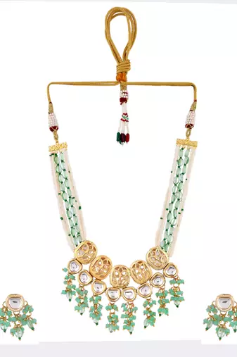 Tranding pearl kundan choker necklace set