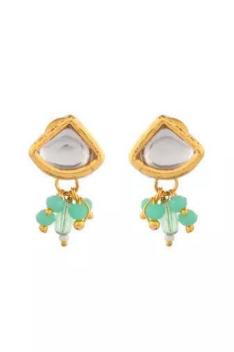 Bridal green beaded kundan necklace set with earrings