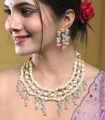 Pearl kundan necklace set with earrings