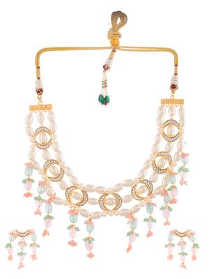 Pearl kundan necklace set with earrings 3