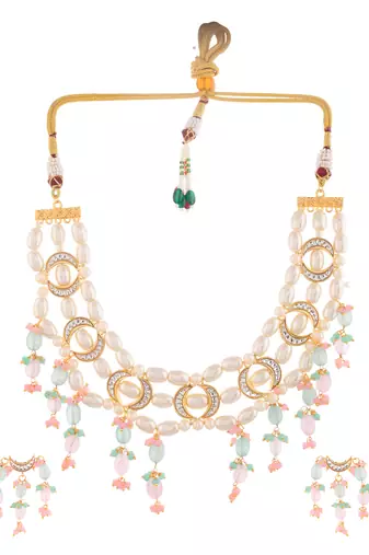 Pearl kundan necklace set with earrings