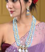 Pearl beaded kundan necklace set with earrings